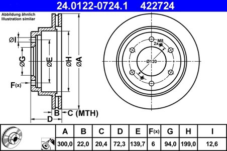 DISC FRANA ATE 24.0122-0724.1 - Compatibil cu MITSUBISHI