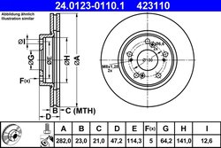DISC FRANA ATE 24.0123-0110.1 - Compatibil cu HONDA