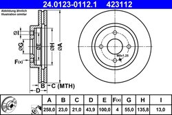 DISC FRANA ATE 24.0123-0112.1 - Compatibil cu MAZDA