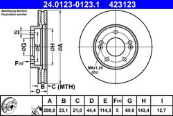 DISC FRANA ATE 24.0123-0123.1 - Compatibil cu HYUNDAI, KIA