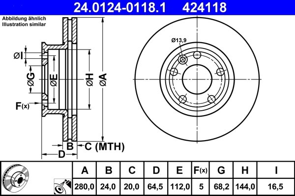 Disc frana ATE 24.0124-0118.1