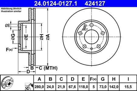 Disc frana ATE 24.0124-0127.1