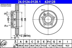 DISC FRANA ATE 24.0124-0128.1 - Compatibil cu VW