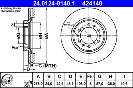 DISC FRANA ATE 24.0124-0140.1 - Compatibil cu MITSUBISHI