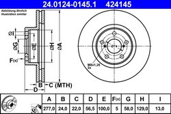 DISC FRANA ATE 24.0124-0145.1 - Compatibil cu SUBARU, TOYOTA