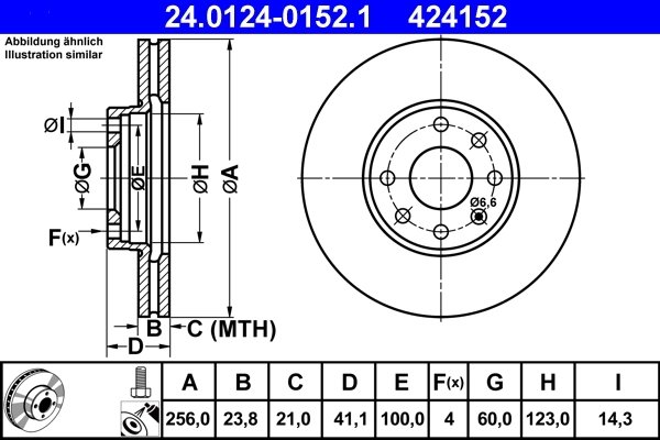 DISC FRANA ATE 24.0124-0152.1 - Compatibil cu OPEL, VAUXHALL