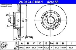 DISC FRANA ATE 24.0124-0158.1 - Compatibil cu RENAULT