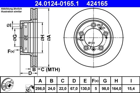 DISC FRANA ATE 24.0124-0165.1 - Compatibil cu PORSCHE