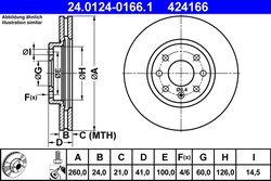 DISC FRANA ATE 24.0124-0166.1 - Compatibil cu OPEL, VAUXHALL