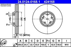 DISC FRANA ATE 24.0124-0168.1 - Compatibil cu FORD