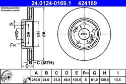 DISC FRANA ATE 24.0124-0169.1 - Compatibil cu RENAULT