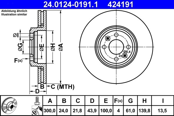 DISC FRANA ATE 24.0124-0191.1 - Compatibil cu RENAULT