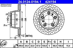 DISC FRANA ATE 24.0124-0194.1 - Compatibil cu PORSCHE