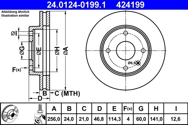 DISC FRANA ATE 24.0124-0199.1 - Compatibil cu CHEVROLET, DAEWOO, SUZUKI