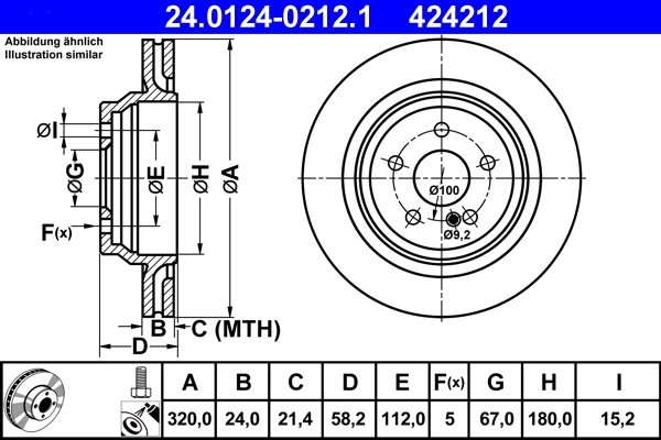DISC FRANA ATE 24.0124-0212.1 - Compatibil cu MERCEDES-BENZ
