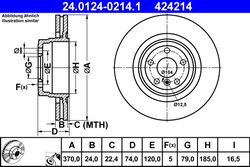 DISC FRANA ATE 24.0124-0214.1 - Compatibil cu BMW