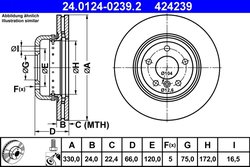 DISC FRANA ATE 24.0124-0239.2 - Compatibil cu BMW