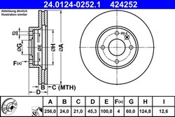 DISC FRANA ATE 24.0124-0252.1 - Compatibil cu CHEVROLET