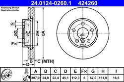 DISC FRANA ATE 24.0124-0260.1 - Compatibil cu BMW, MINI