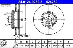 DISC FRANA ATE 24.0124-0262.2 - Compatibil cu BMW, TOYOTA