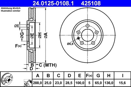 DISC FRANA ATE 24.0125-0108.1 - Compatibil cu VW
