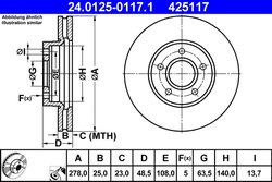 DISC FRANA ATE 24.0125-0117.1 - Compatibil cu FORD, VOLVO