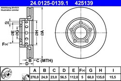 DISC FRANA ATE 24.0125-0139.1 - Compatibil cu AUDI