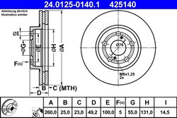 DISC FRANA ATE 24.0125-0140.1 - Compatibil cu TOYOTA