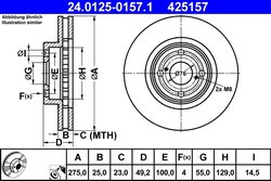 DISC FRANA ATE 24.0125-0157.1 - Compatibil cu TOYOTA