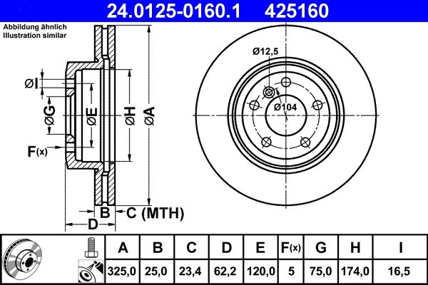Disc frana ATE 24.0125-0160.1