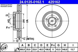 DISC FRANA ATE 24.0125-0162.1 - Compatibil cu FORD, VOLVO