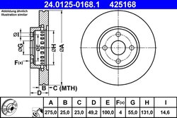 DISC FRANA ATE 24.0125-0168.1 - Compatibil cu TOYOTA