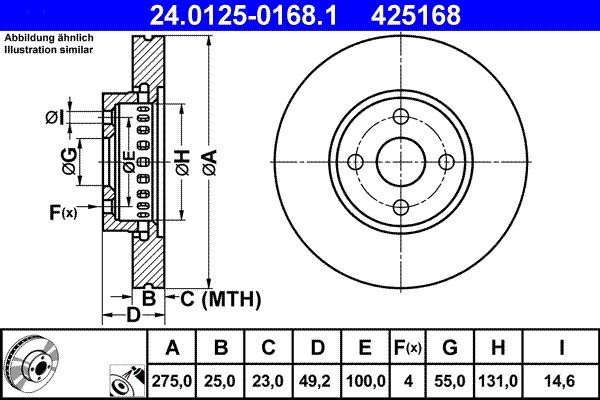 Disc frana ATE 24.0125-0168.1