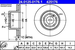 DISC FRANA ATE 24.0125-0176.1 - Compatibil cu LAND ROVER
