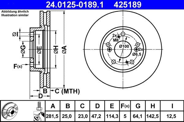 DISC FRANA ATE 24.0125-0189.1 - Compatibil cu HONDA