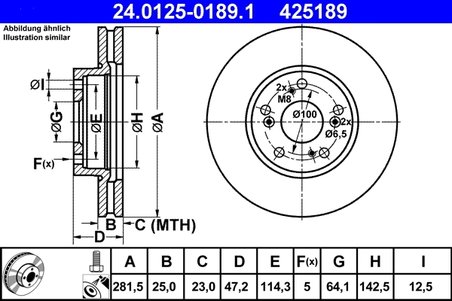 DISC FRANA ATE 24.0125-0189.1 - Compatibil cu HONDA