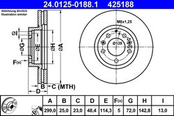 DISC FRANA ATE 24.0125-0188.1 - Compatibil cu MAZDA