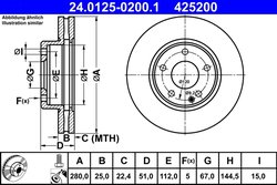 DISC FRANA ATE 24.0125-0200.1 - Compatibil cu MERCEDES-BENZ