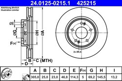DISC FRANA ATE 24.0125-0215.1 - Compatibil cu HYUNDAI, KIA