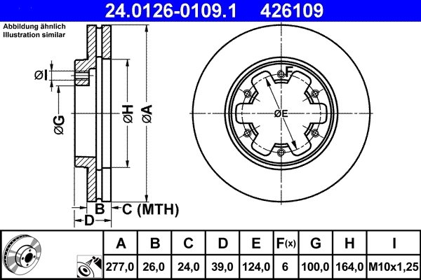 DISC FRANA ATE 24.0126-0109.1 - Compatibil cu FORD, NISSAN