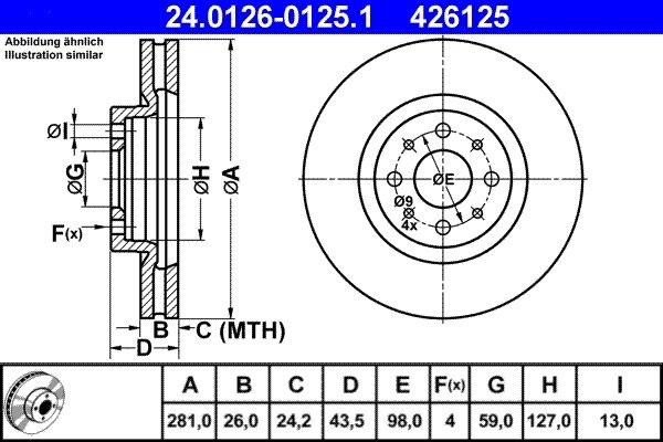 Disc frana ATE 24.0126-0125.1