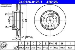 DISC FRANA ATE 24.0126-0126.1 - Compatibil cu HYUNDAI