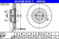 DISC FRANA ATE 24.0126-0141.1 - Compatibil cu TOYOTA