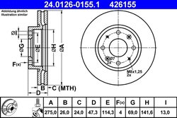 DISC FRANA ATE 24.0126-0155.1 - Compatibil cu KIA