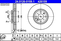 DISC FRANA ATE 24.0126-0159.1 - Compatibil cu CITROEN, DS, OPEL, PEUGEOT, VAUXHALL