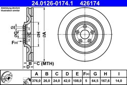 DISC FRANA ATE 24.0126-0174.1 - Compatibil cu JAGUAR