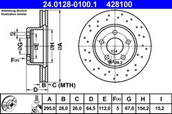 DISC FRANA ATE 24.0128-0100.1 - Compatibil cu MERCEDES-BENZ
