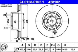 DISC FRANA ATE 24.0128-0102.1 - Compatibil cu MERCEDES-BENZ