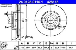 DISC FRANA ATE 24.0128-0115.1 - Compatibil cu LEXUS, TOYOTA