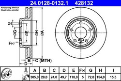 DISC FRANA ATE 24.0128-0132.1 - Compatibil cu NISSAN, OPEL, RENAULT, VAUXHALL